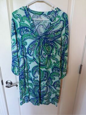 Lilly Pulitzer Light Blue Paisley Tunic Dress with Blue & Green Accents